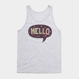 Hello Speech Bubble Typography Tank Top